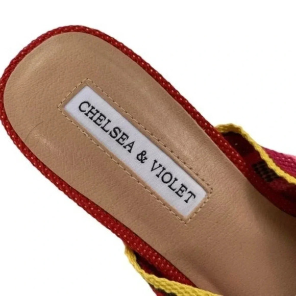 Chelsea & Violet Sandals Gia Knot Stripe Fabric Mules Size 5.5 NWT - Picture 6 of 13